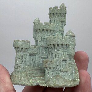 Vintage Blue Green Sandcastle Figurine Real Sand Glitter Castle Decoration